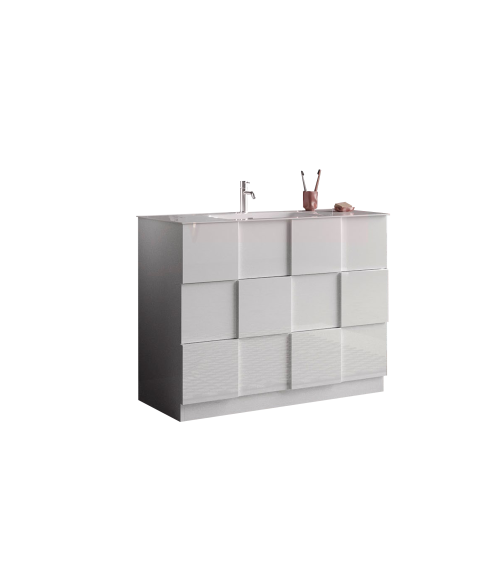 Set da bagno DAMA, mobiletto+specchio+lavabo BASIC bianco lucido 101 x 86 x 47 cm