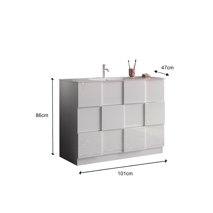 Set da bagno DAMA BASIC bianco lucido 101 x 86 x 47 cm
