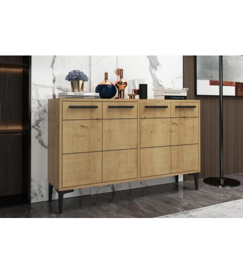 Buffet STRIA 4 portes 120 cm bois et noir
