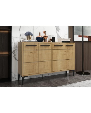Buffet STRIA 4 portes 120 cm bois et noir