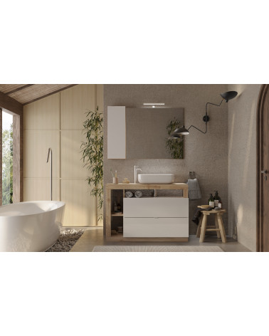 HAMBURG mobiletto bianco lucido + specchio + set lavabo, Kadiz 110 x 79 x 49 cm