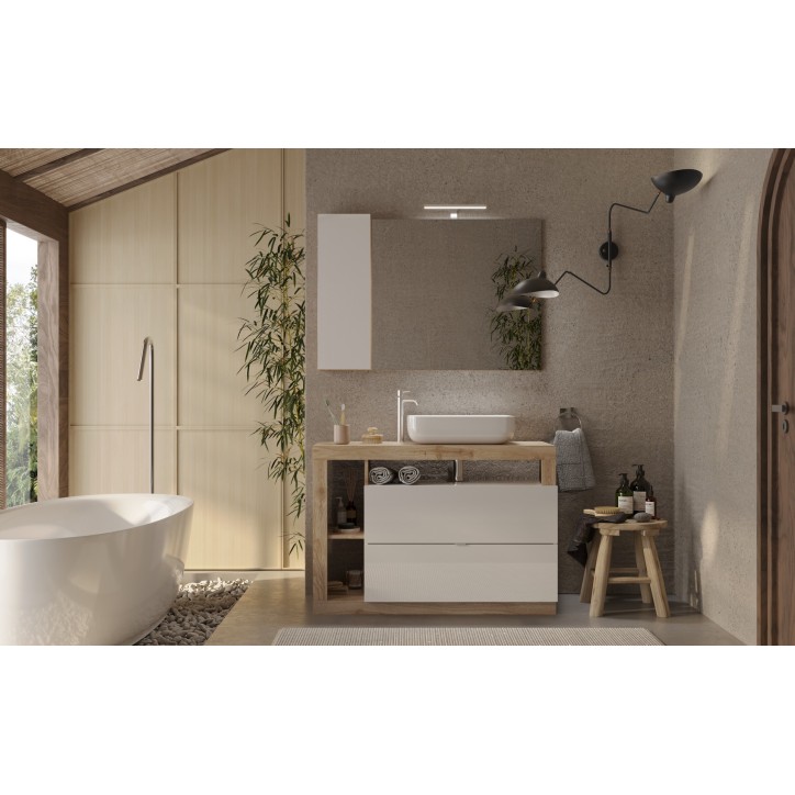 Set da bagno HAMBURG bianco lucido e Kadiz 110 x 79 x 49 cm