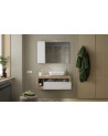 Ensemble salle de bain meuble suspendu+miroir+vasque HAMBURG blanc brillant, Kadiz 110 x 47 x 49 cm