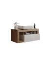Mueble de baño HAMBURG blanco brillante y Kadiz 110 x 47 x 49 cm