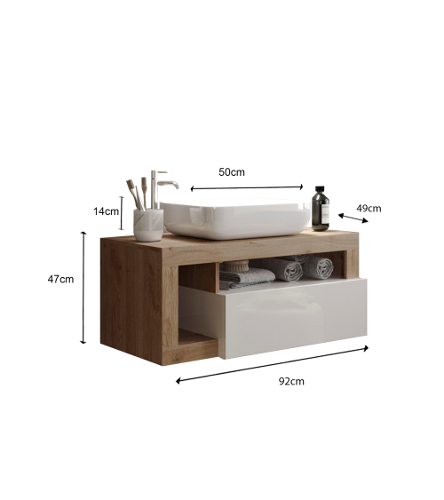 Set da bagno HAMBURG bianco lucido Kadiz 92 x 47 x 49 cm