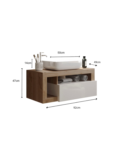 copy of Ensemble salle de bain, meuble+colonne+miroir+vasque STEEL noir frêne, en plusieurs dimensions