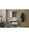 Set da bagno HAMBURG bianco lucido e cemento 92 x 47 x 49 cm