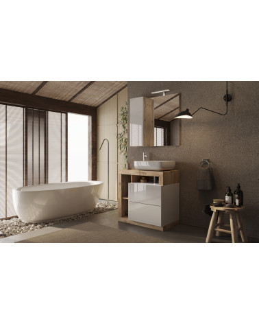 HAMBURG glanzend wit badmeubel + spiegel + wastafelset, Kadiz 79 x 79 x 49 cm