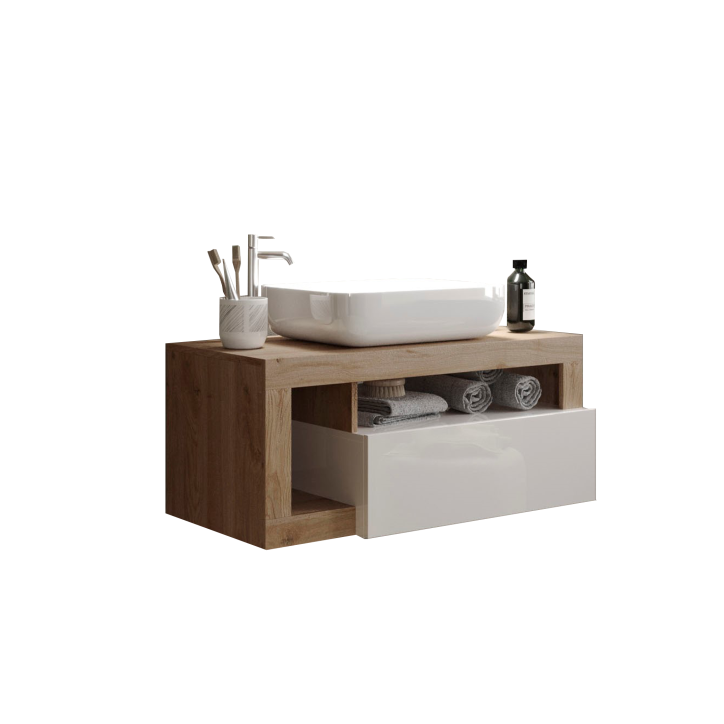 Set da gano HAMBURG bianco lucido e Kadiz 79 x 47 x 49 cm
