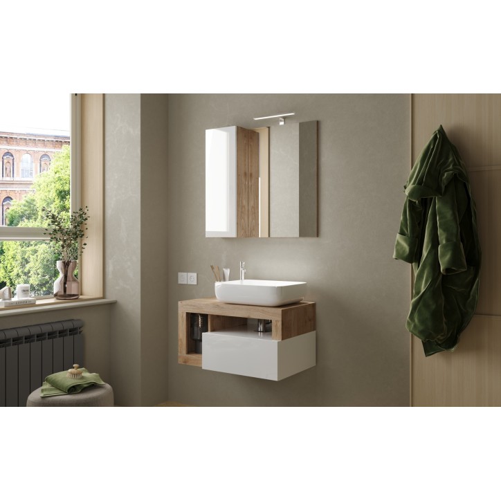 Set da gano HAMBURG bianco lucido e Kadiz 79 x 47 x 49 cm