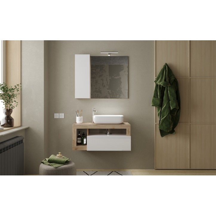 Ensemble salle de bain  HAMBURG blanc brillant, Kadiz 79 x 47 x 49 cm