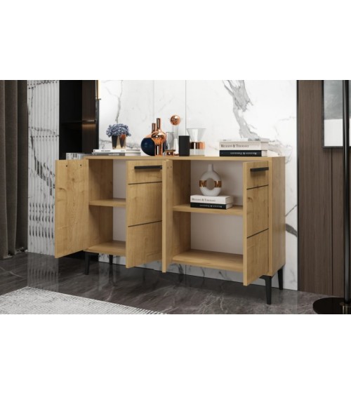Buffet STRIA 4 portes 120 cm bois et noir