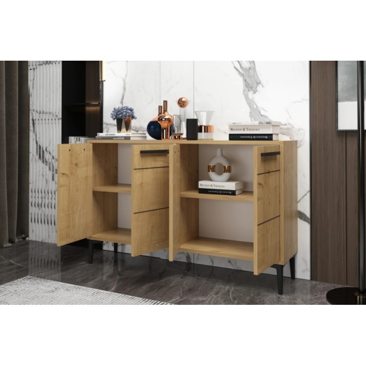 Buffet STRIA 4 portes 120 cm bois et noir