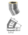 Coude 30° conduit isolé double paroi Ø 100/120/130/150/160/180/200 mm