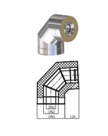 Coude 90° conduit isolé double paroi Ø 100/120/130/150/160/180/200 mm