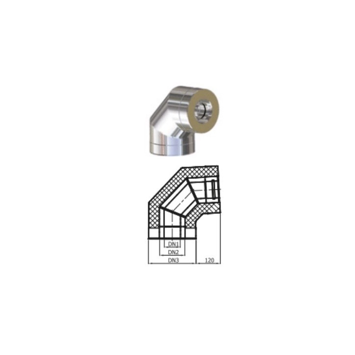 Coude 90° conduit isolé double paroi Ø 100/120/130/150/160/180/200 mm