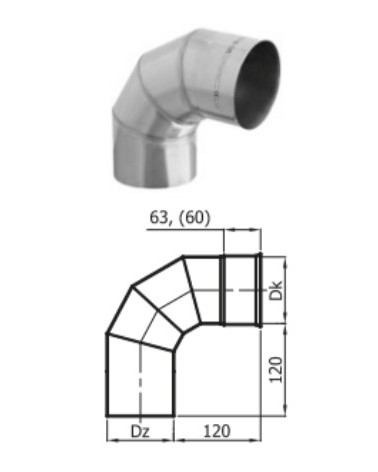 Coude 90° simple paroi Ø 100/120/130/150/160/180/200 mm
