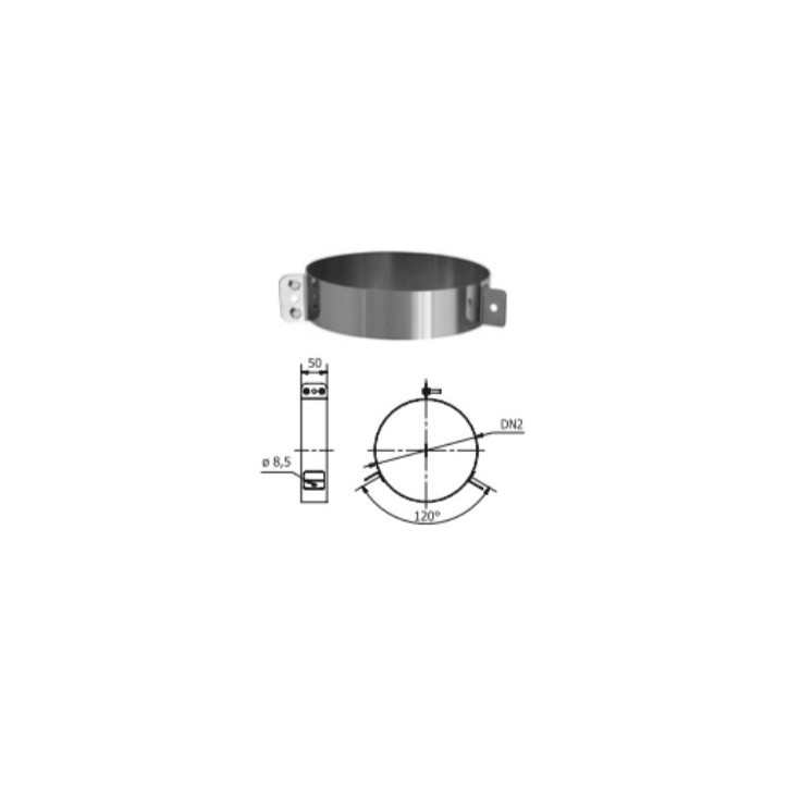 Collier pour cable stabilisateur pour tube isolé 50mm Ø 100/120/130/150/160/180/200 mm