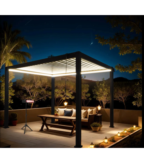 Pergola  ECOLINE avec éclairage LED 3X3