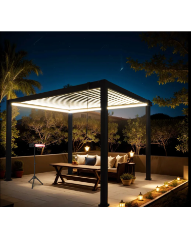 Pergola  ECOLINE avec éclairage LED 3X3