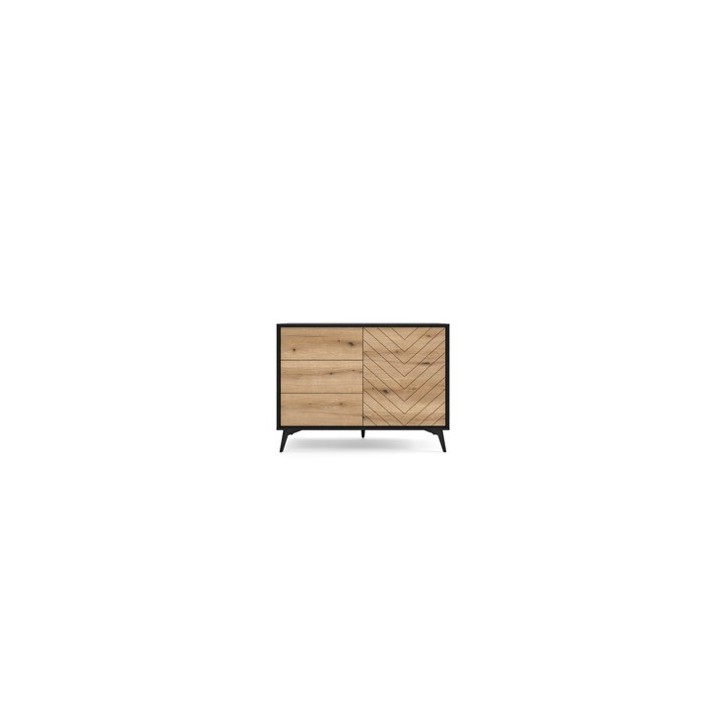 Credenza DIAMOND,  1 Anta 3 cassetti - nero e rovere 104x77x39 cm