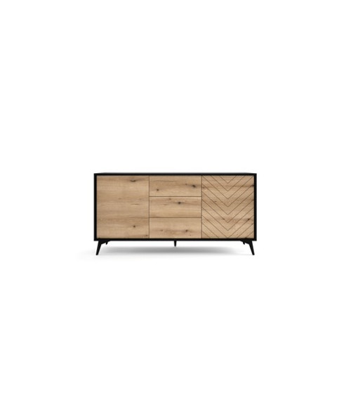 Credenza  DIAMOND 2 ante 3 cassetti, nero e rovere