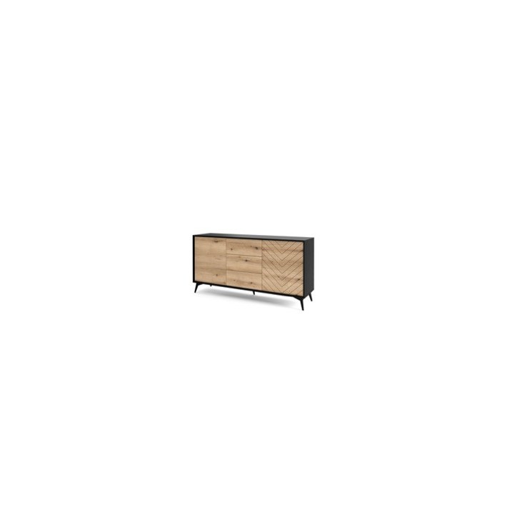 Credenza  DIAMOND 2 ante 3 cassetti, nero e rovere