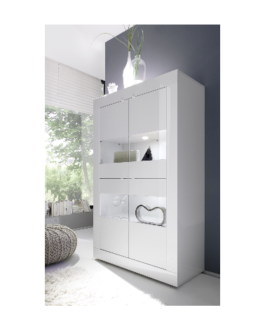 copy of Vitrine 4 portes BASIC finition blanc-béton 102/162/43 cm