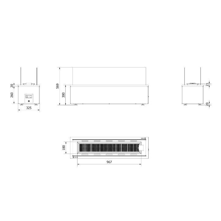CHAUFFAGE EXTÉRIEUR GAZ PATIO HORIZONTAL ACIER CONTRÔLE MANUEL 17,5 KW