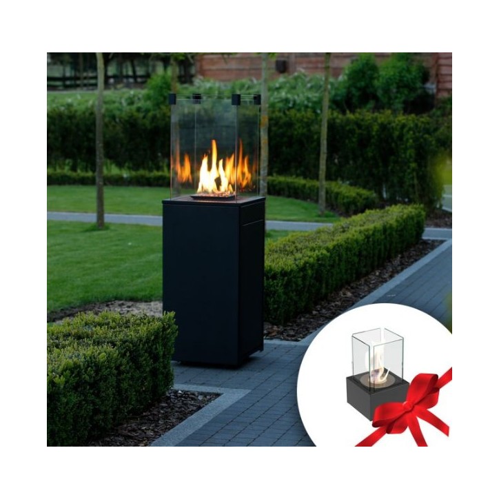 MINI CHAUFFAGE AU GAZ PATIO NOIR + CHEMINÉE BIO