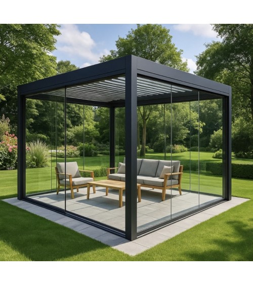 Pergola/Veranda Diane en verre 3x3m en aluminium