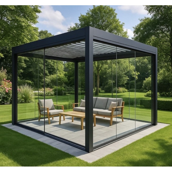Pergola/Veranda Diane en verre 3x3m en aluminium
