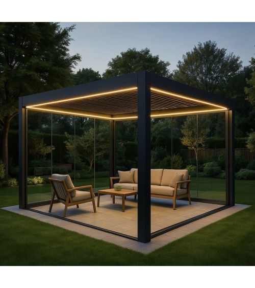 Pergola/Veranda Diane en verre 3x3m en aluminium