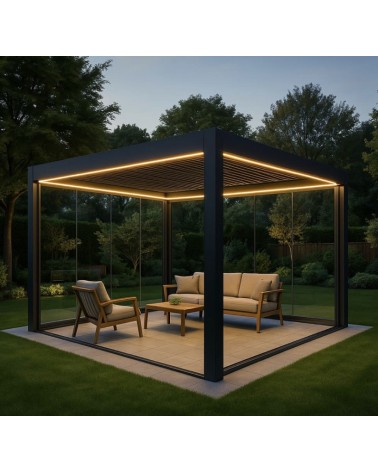 Pergola/Veranda Diane en verre 3x3m en aluminium