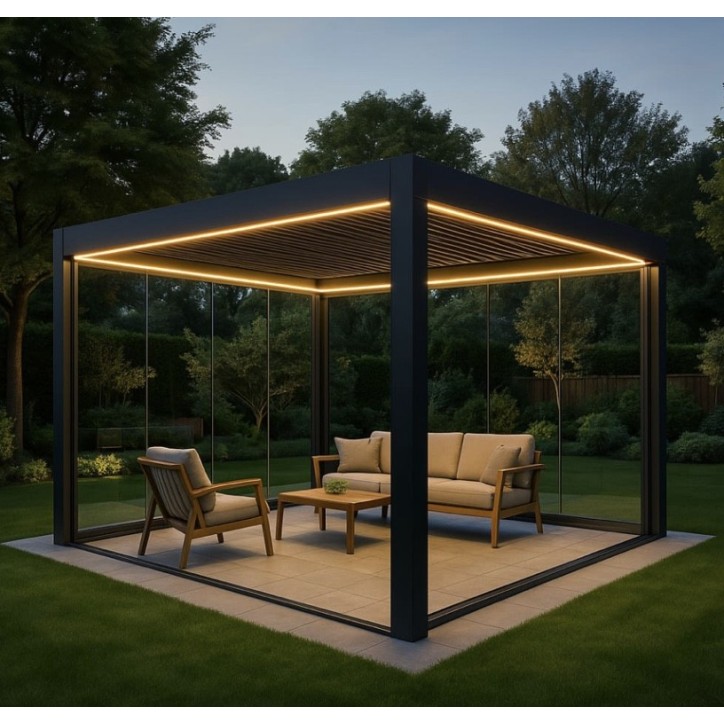 Pergola/Veranda Diane en verre 3x3m en aluminium