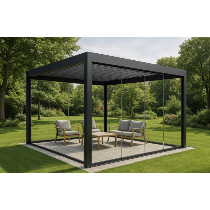 Pergola/Veranda Diane en verre 3x4m en aluminium