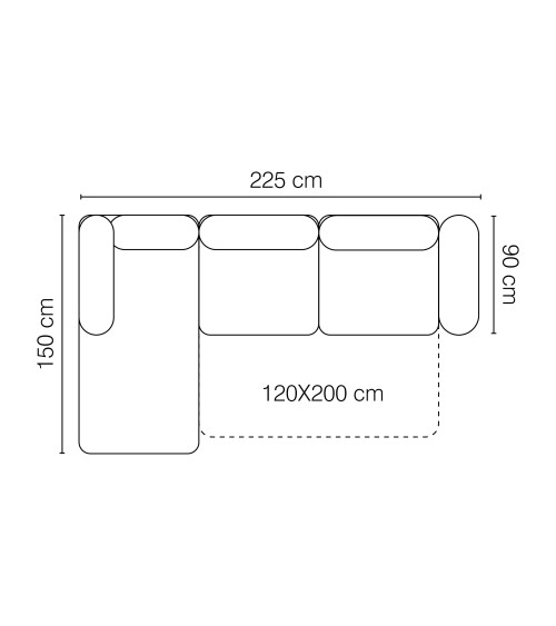 Sofá rinconera convertible LUKKA 225 x 150 cm