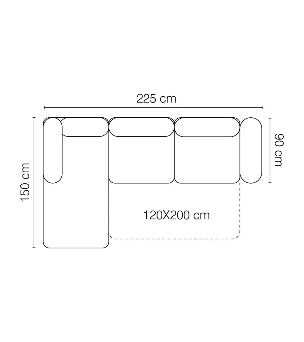 Sofá rinconera convertible LUKKA 225 x 150 cm