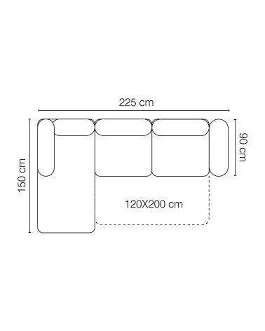 Divano angolare convertibile LUKKA 225 x 150 cm