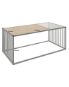 table basse ARCHITECTURE 100 cm au style chêne sauvage et verre fumé
