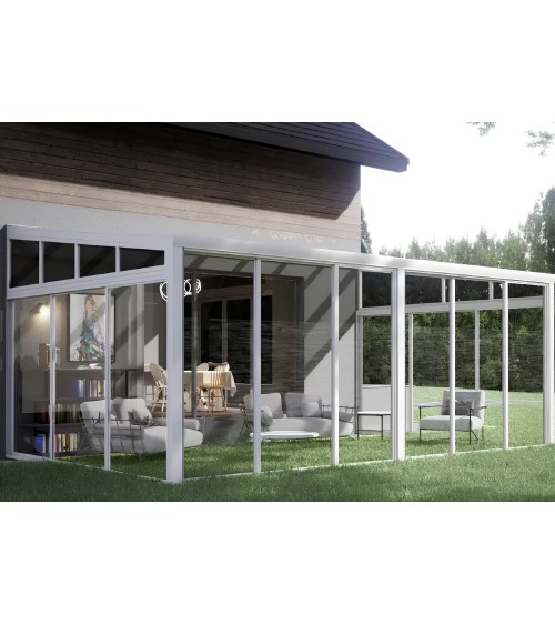 Veranda Genova Blanc 3x4x2.8m - en verre et en aluminium