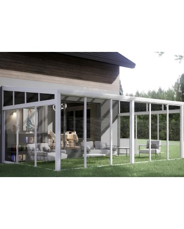 Veranda Genova Blanc 3x4x2.8m - en verre et en aluminium