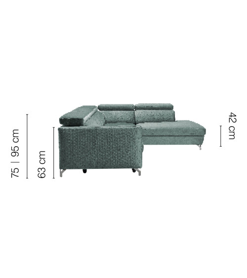 Divano angolare trasformabile MAROZZO 265 x 225 cm in vari colori