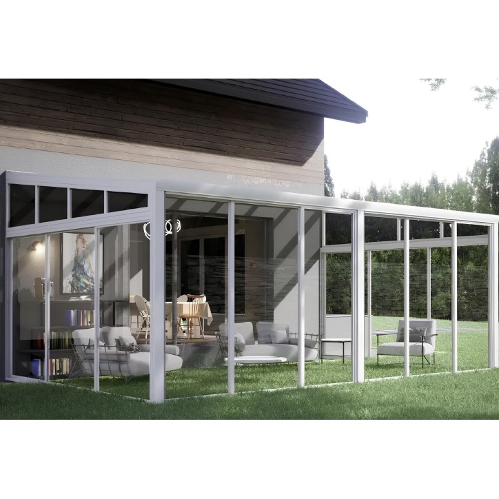 Veranda Genova Blanc 3x3x2.8m - en verre et en aluminium