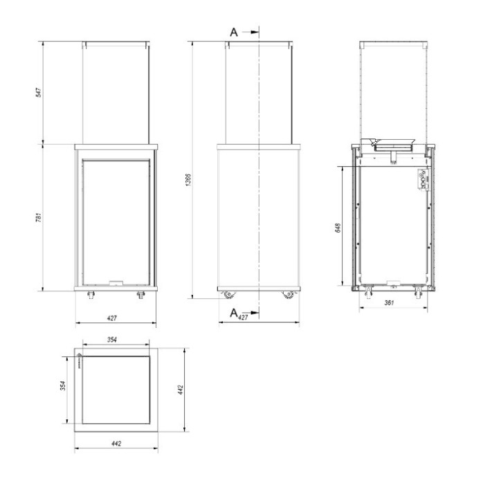 copy of bio-ethanol haard DELTA hoek links 120 cm