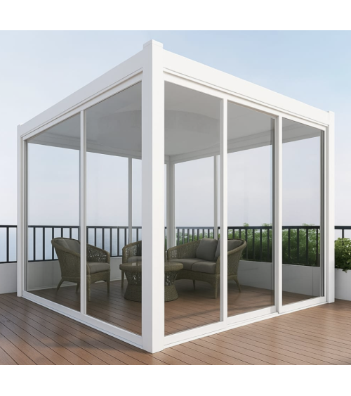 Pergola / Veranda Annie Blanc 3x3m- en verre et en aluminium