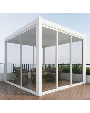 Pergola / Veranda Annie Blanc 3x3m- en verre et en aluminium