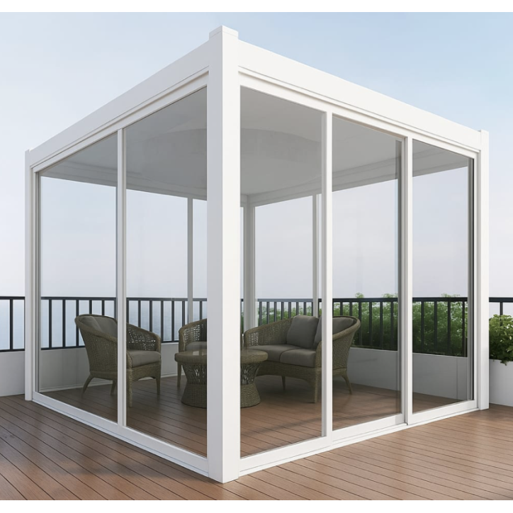 Pergola / Veranda Annie Blanc 3x3m- en verre et en aluminium Pergola / Veranda Annie Blanc 3x3m- en verre et en aluminium