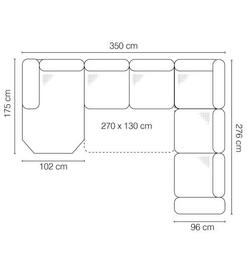 Divano angolare trasformabile NAPOLI 350 x 276 cm in vari colori