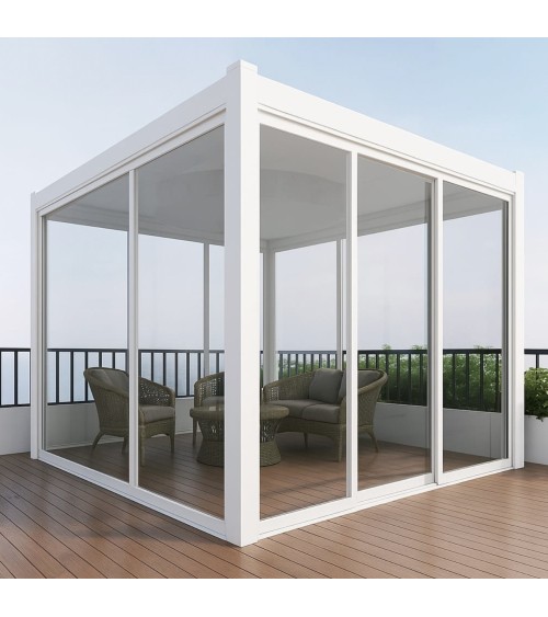 Pergola / Veranda Annie Blanc 4x4m- en verre et en aluminium